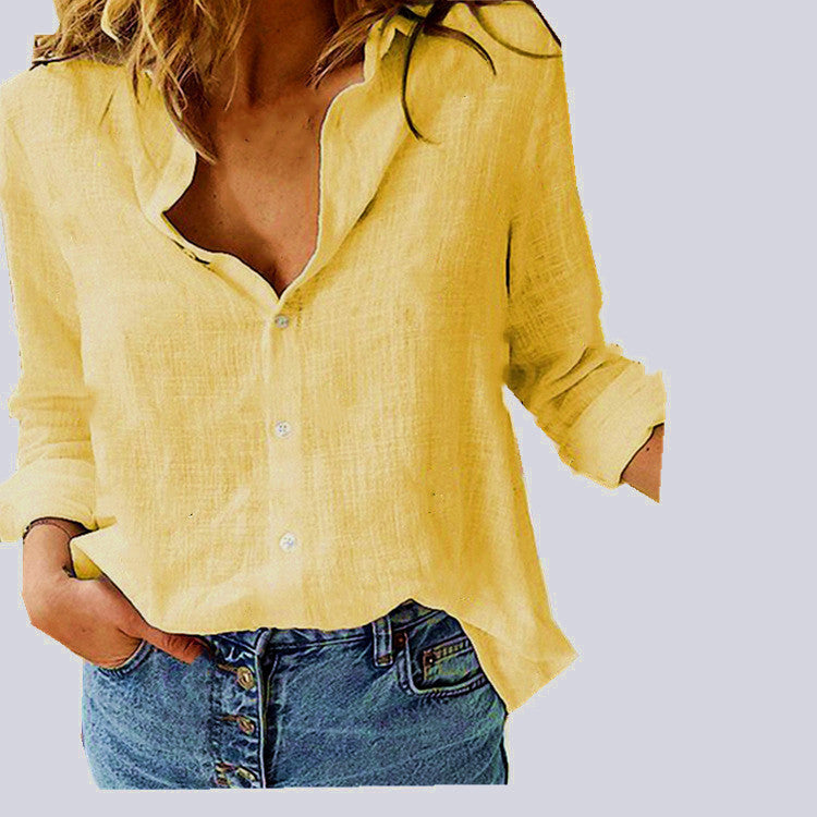 Linen Blandings Kvinners Bluse