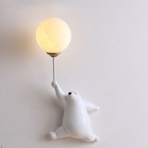 Vegglampe med bjørn og ballong for barnerom