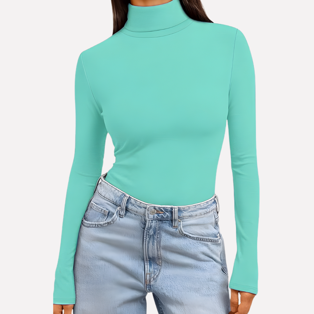 Kvinners Turtleneck Langermet Top