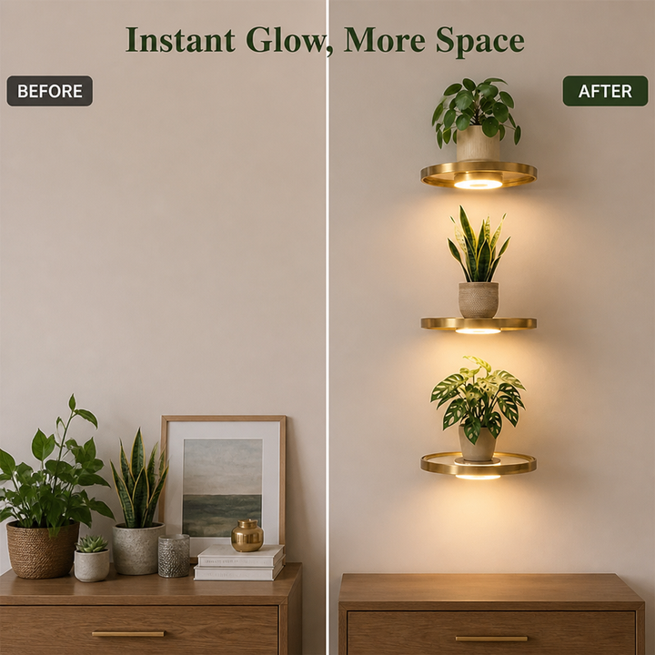Glow veggheller – svevende LED-display for et hyggelig, ryddig uttrykk