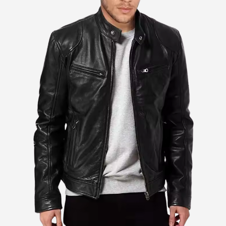 Classic leather jacket for men