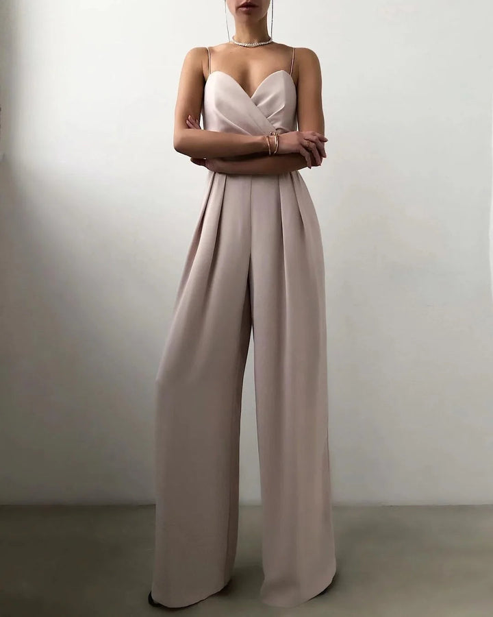 Ermeløs Jumpsuit med Høy Liv og Brede Bukser