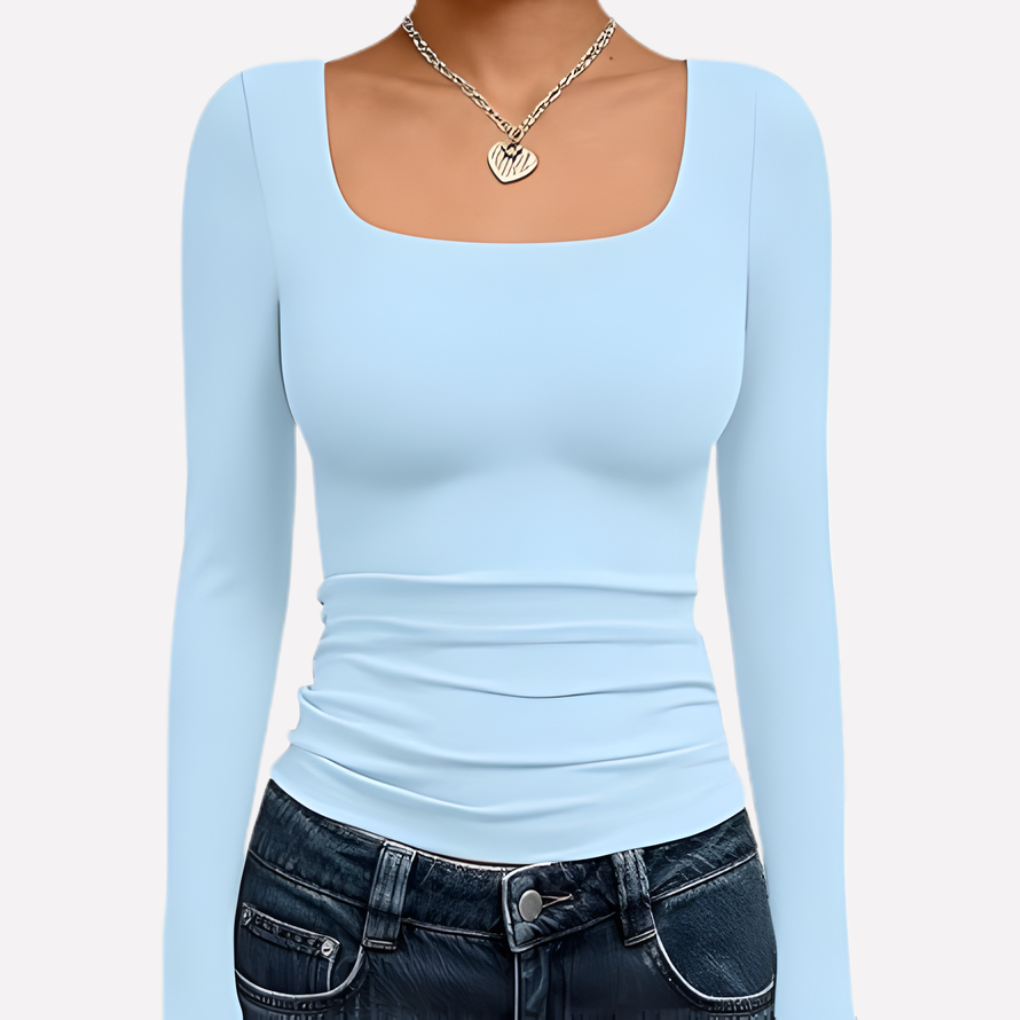 Kvinners Firkantet Hals Langermet Crop Top