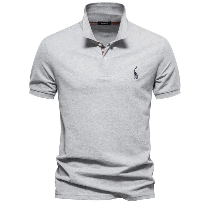 Luxurious cotton polo with deer embroidery