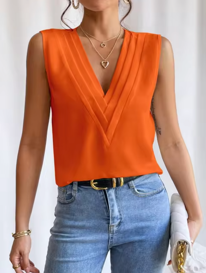 Elegant sleeveless top with V-neck for women
