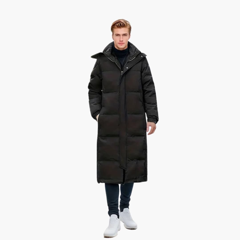 Menns Padded Jakke for Vinter med Full Glidelås