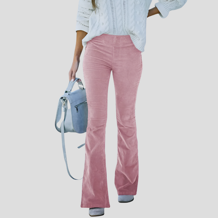 Women's pants with high waist in vintage corduroy