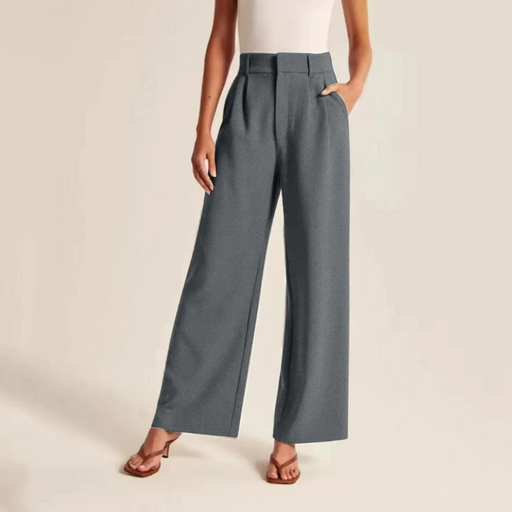 High-waisted pleated trousers with linen feel