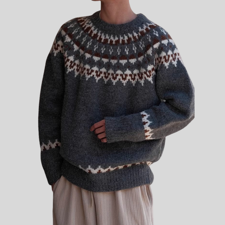 Vintage genser med rund hals for menn – retrostil