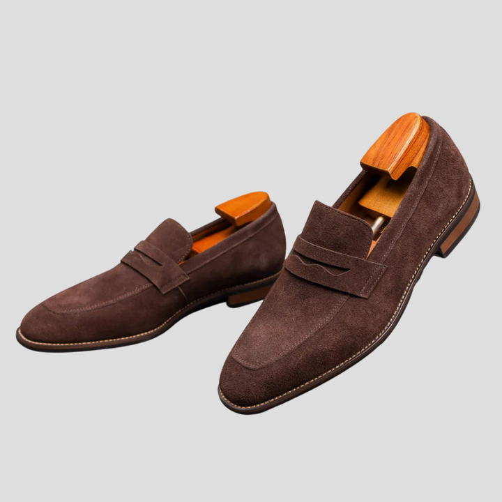 Herre loafers i semsket skinn