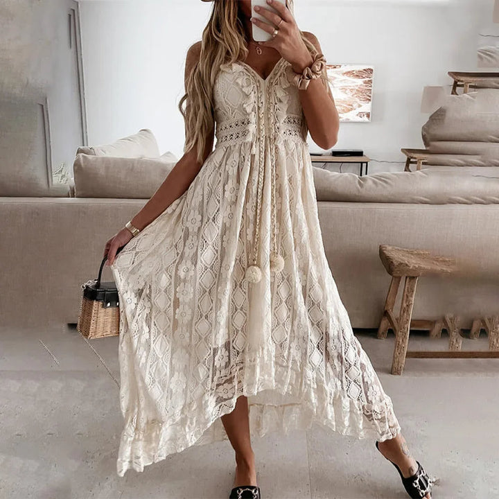 Bohemian blonde dress with tassels