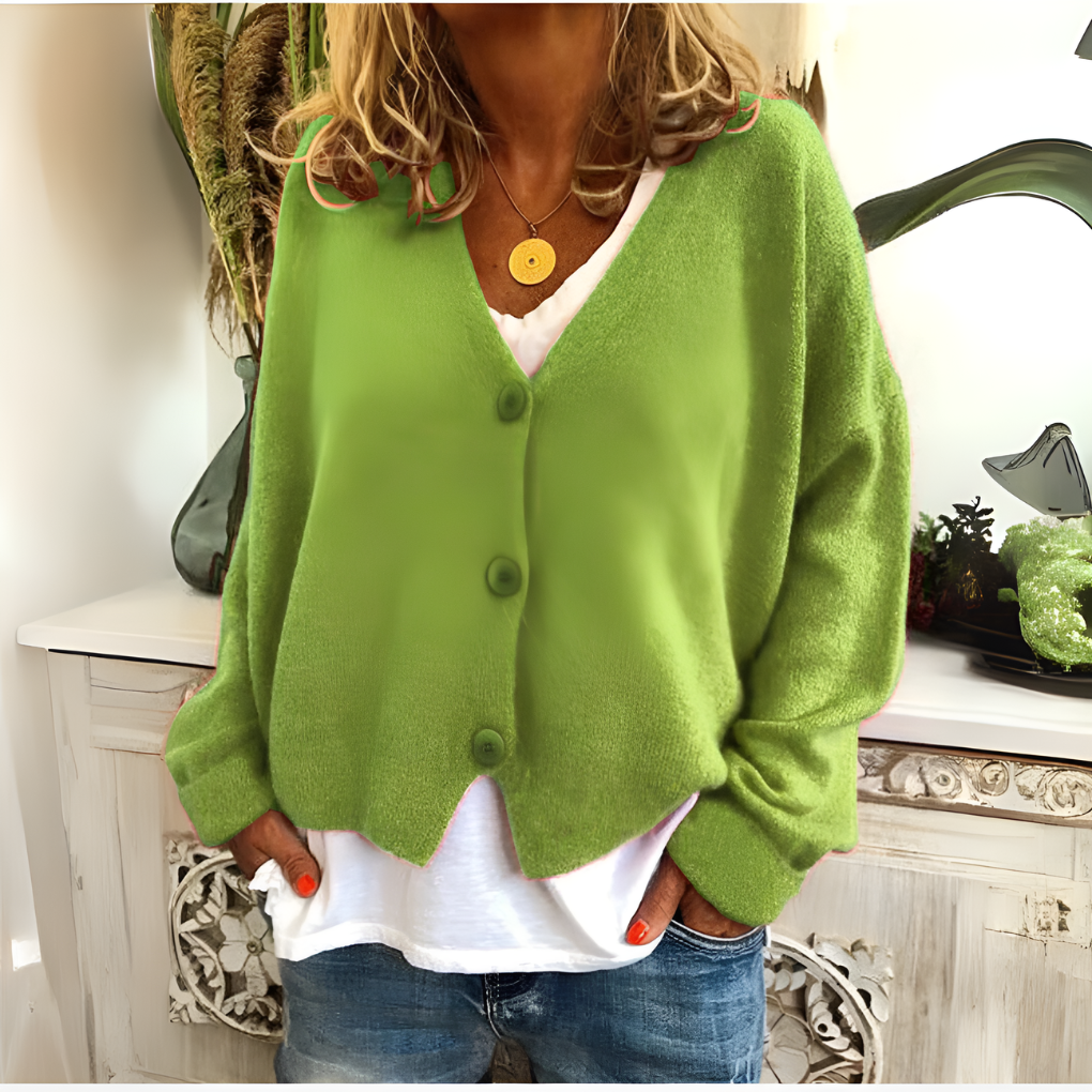 Soft knitted cardigan with relaxed fit for women