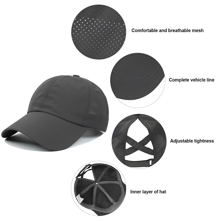Pustende unisex mesh sports baseball cap med justerbar passform