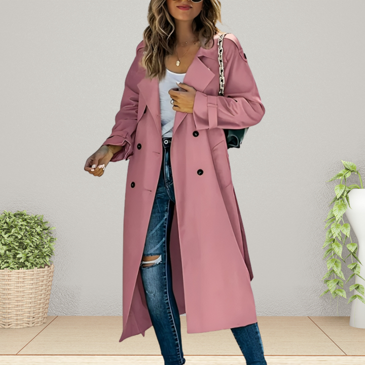 Kvinners Trench Coat Mid-Season Jakke