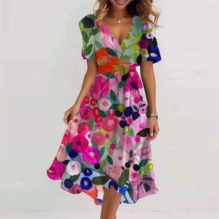 Flowy Floral Sommerkjole (Kne-Lengde)