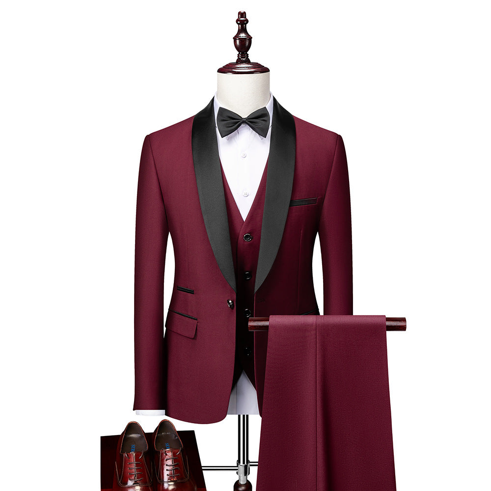 Three-piece slim fit suit set for men