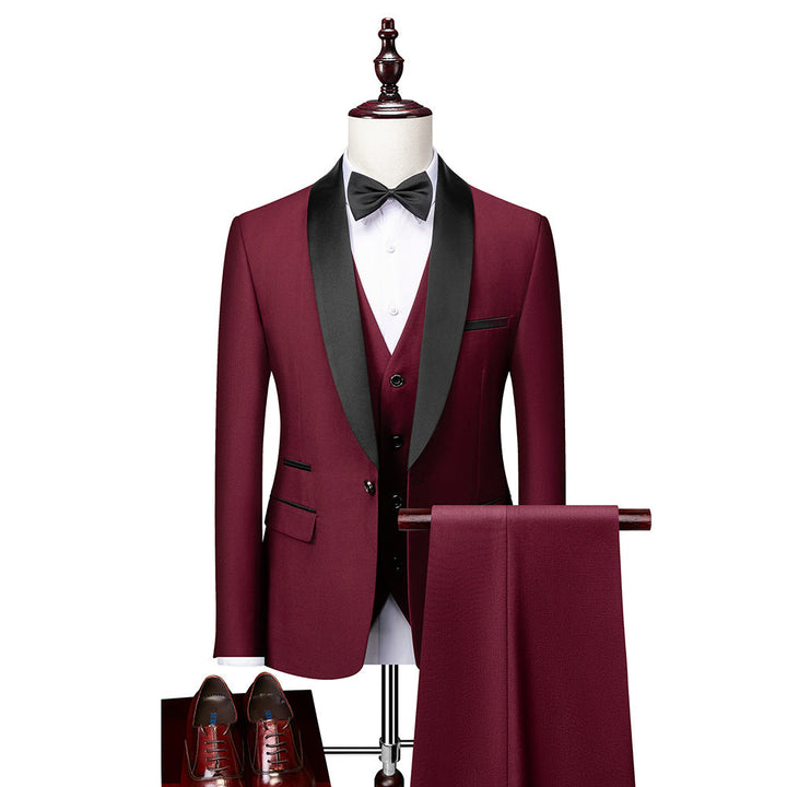 Three-piece slim fit suit set for men