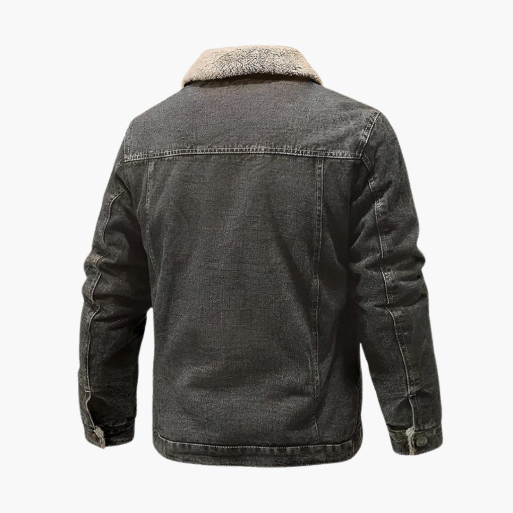 Menns fleece-fôret denimjakke salgpris