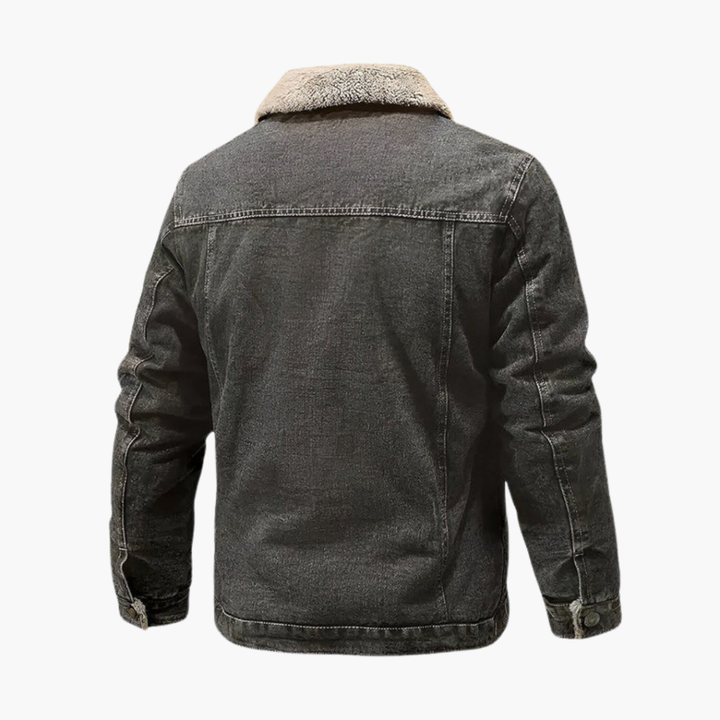 Menns fleece-fôret denimjakke salgpris