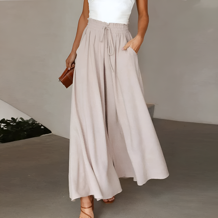 Informal summer skirt-pants with elastic waist