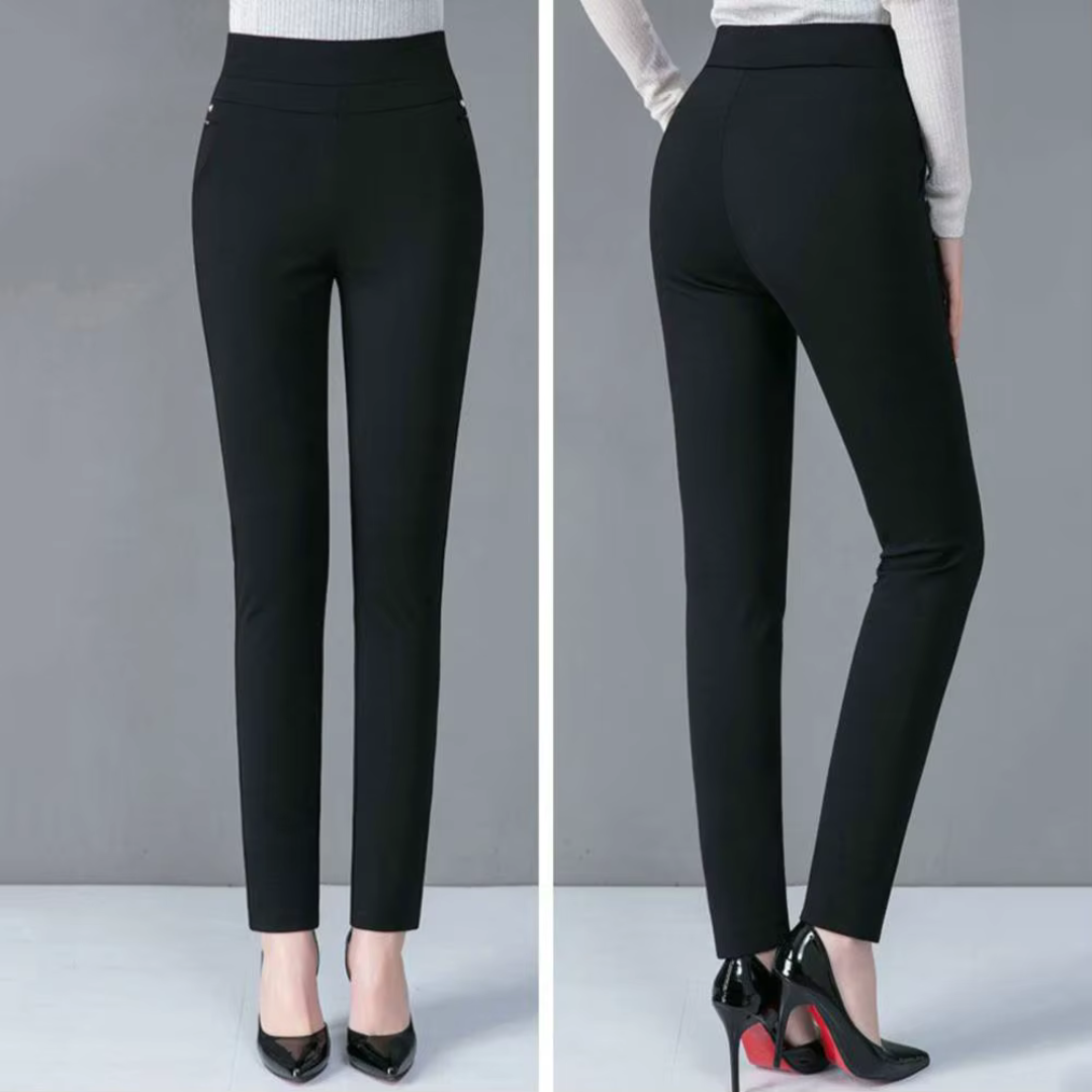 Stretch pants with high waist and comfortable fit