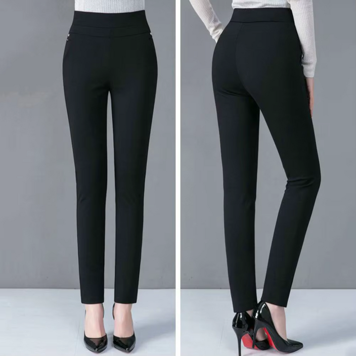 Stretch pants with high waist and comfortable fit