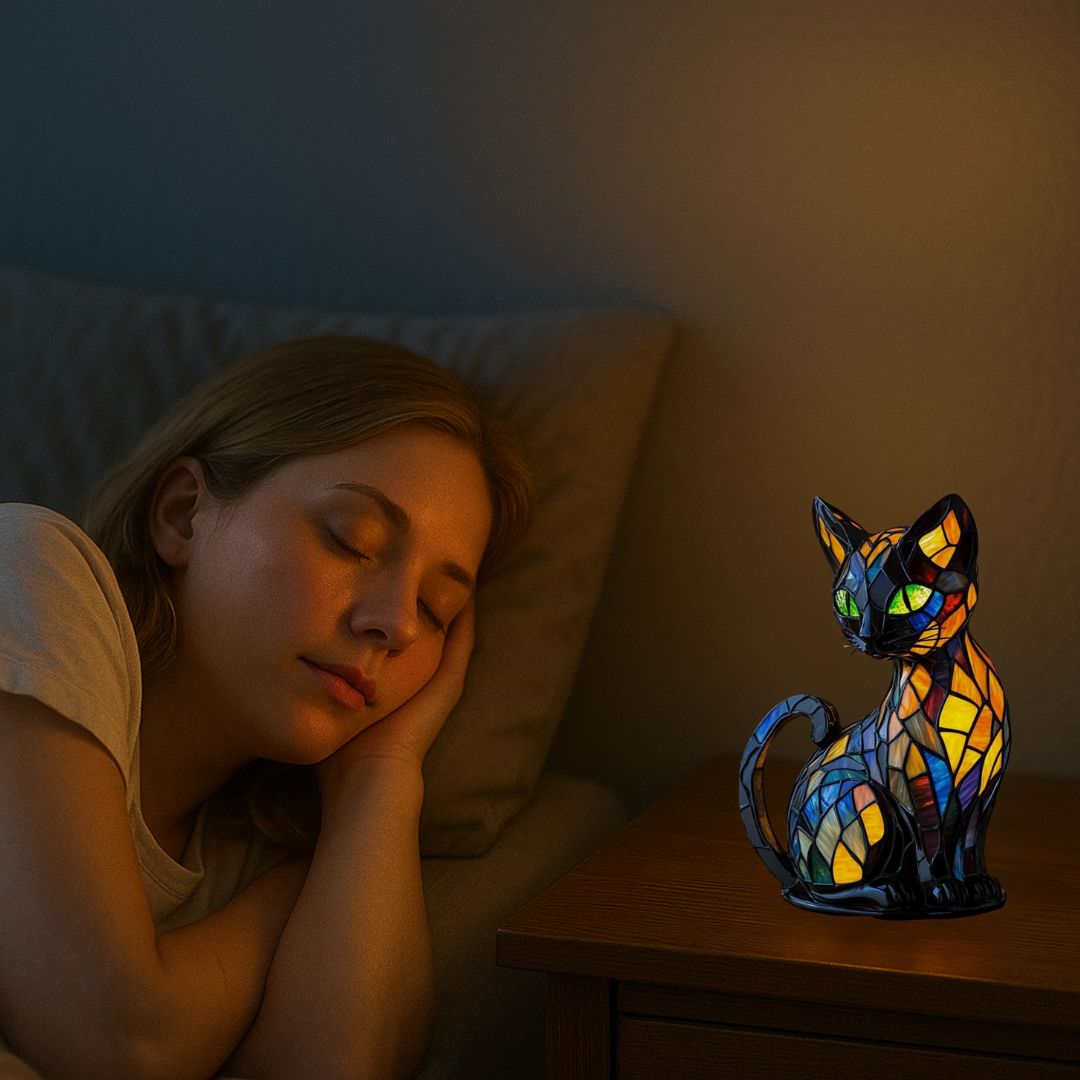 Kattelampe med mosaikk og varmt lys