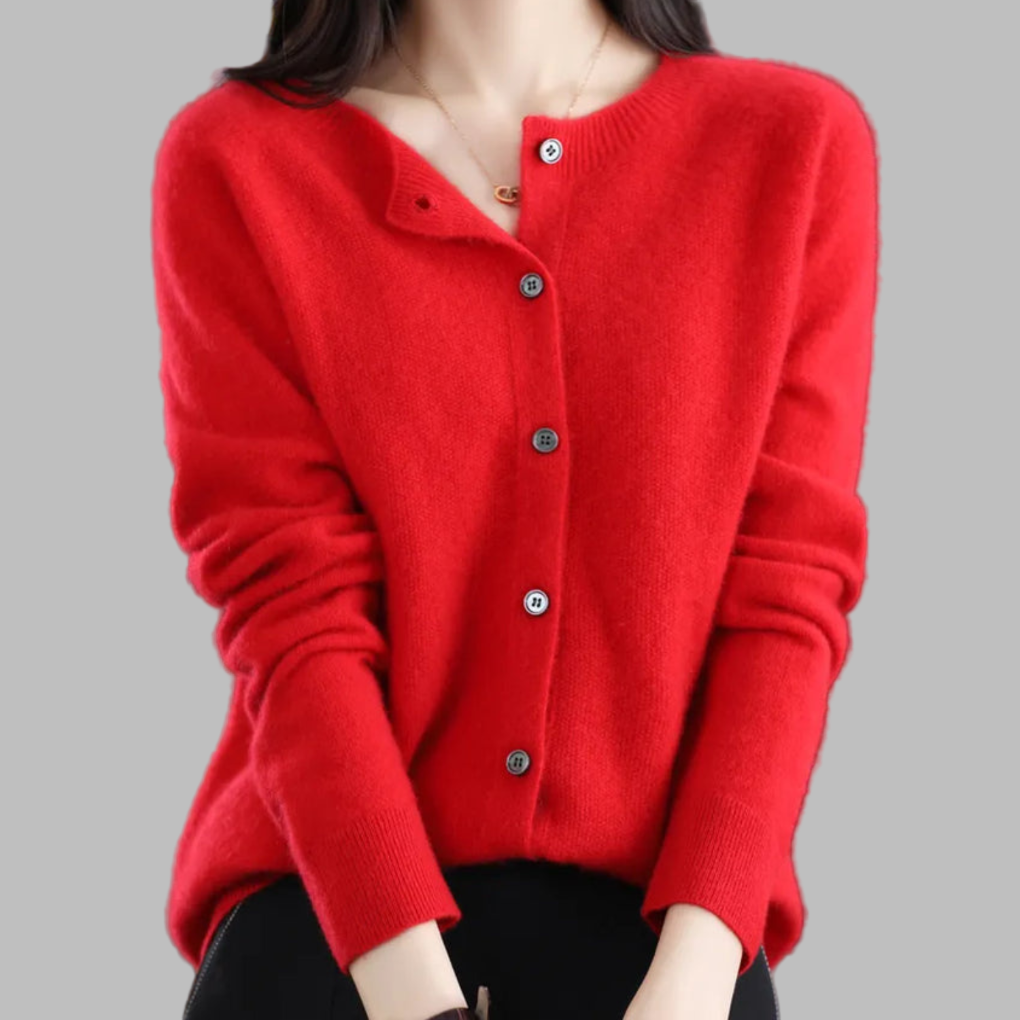 Women's cardigan with O-neck