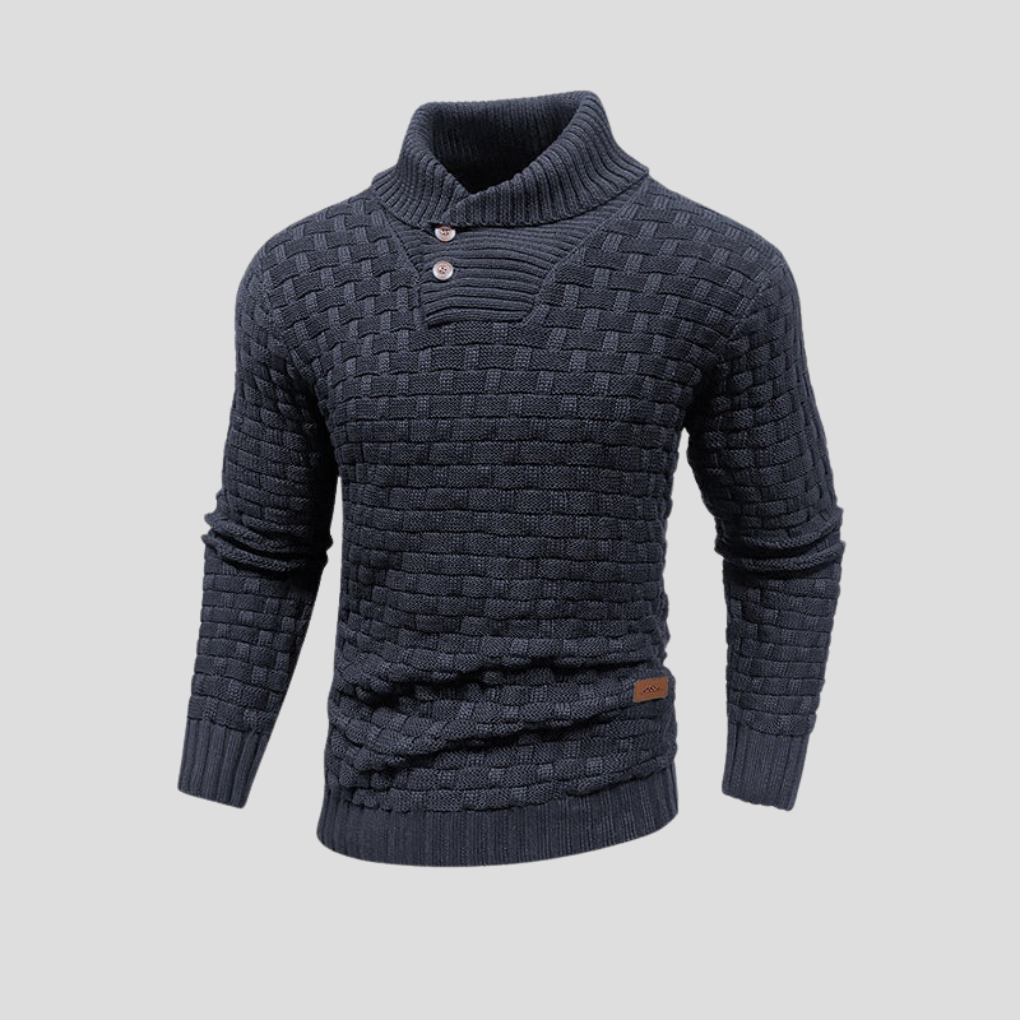 Half-collar sweater with buttons for men