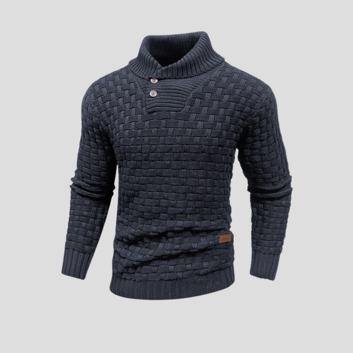Half-collar sweater with buttons for men