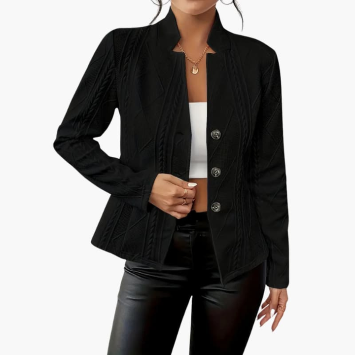 Kvinners Blazer med Revers og Knapp Lukking