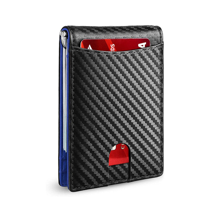 Slank RFID-lommebok for menn | Kortholder i skinn | Svart