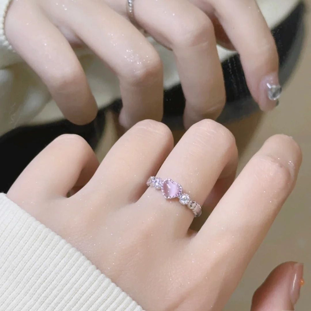 Niche Design Heart-shaped Adjustable Open Ring