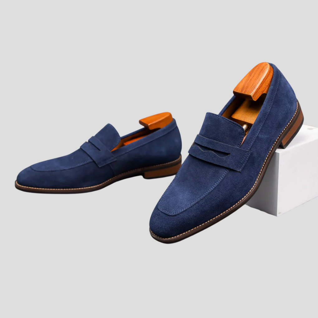 Herre loafers i semsket skinn