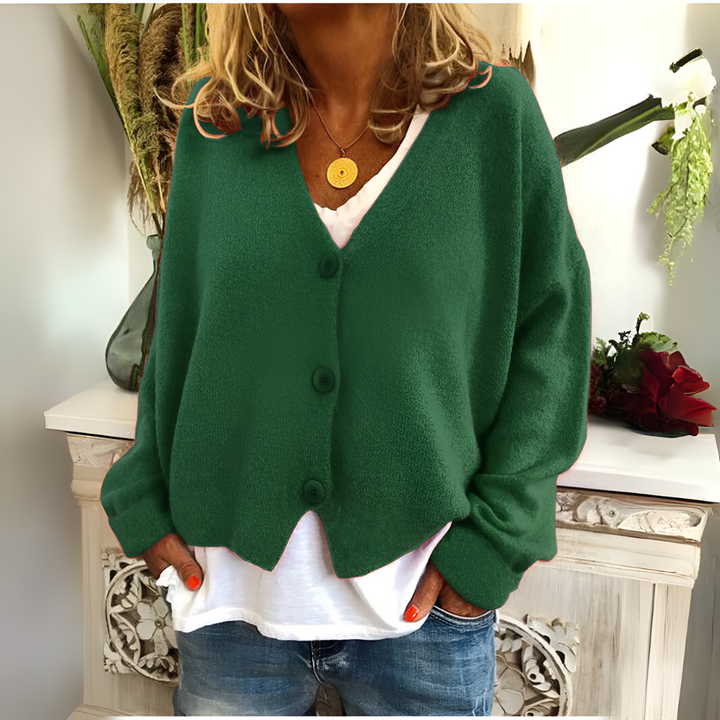 Soft knitted cardigan with relaxed fit for women