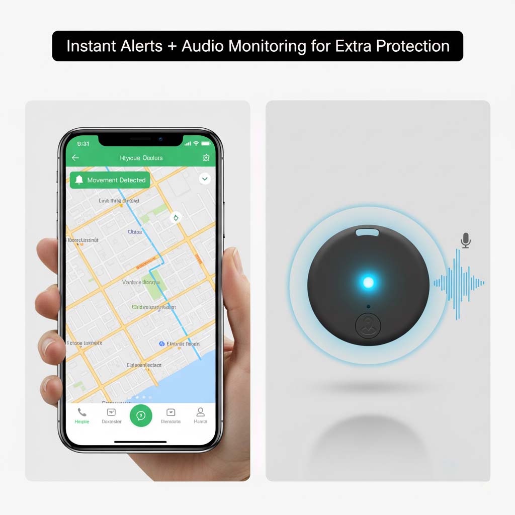 Magnetisk mini-GPS-tracker med sanntidssporing, bevegelsesvarsler og lydovervåking