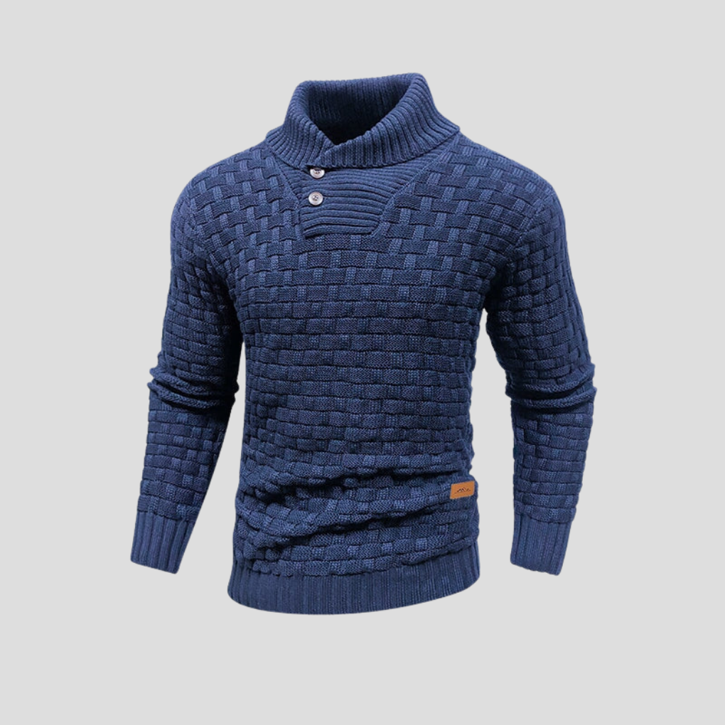 Half-collar sweater with buttons for men