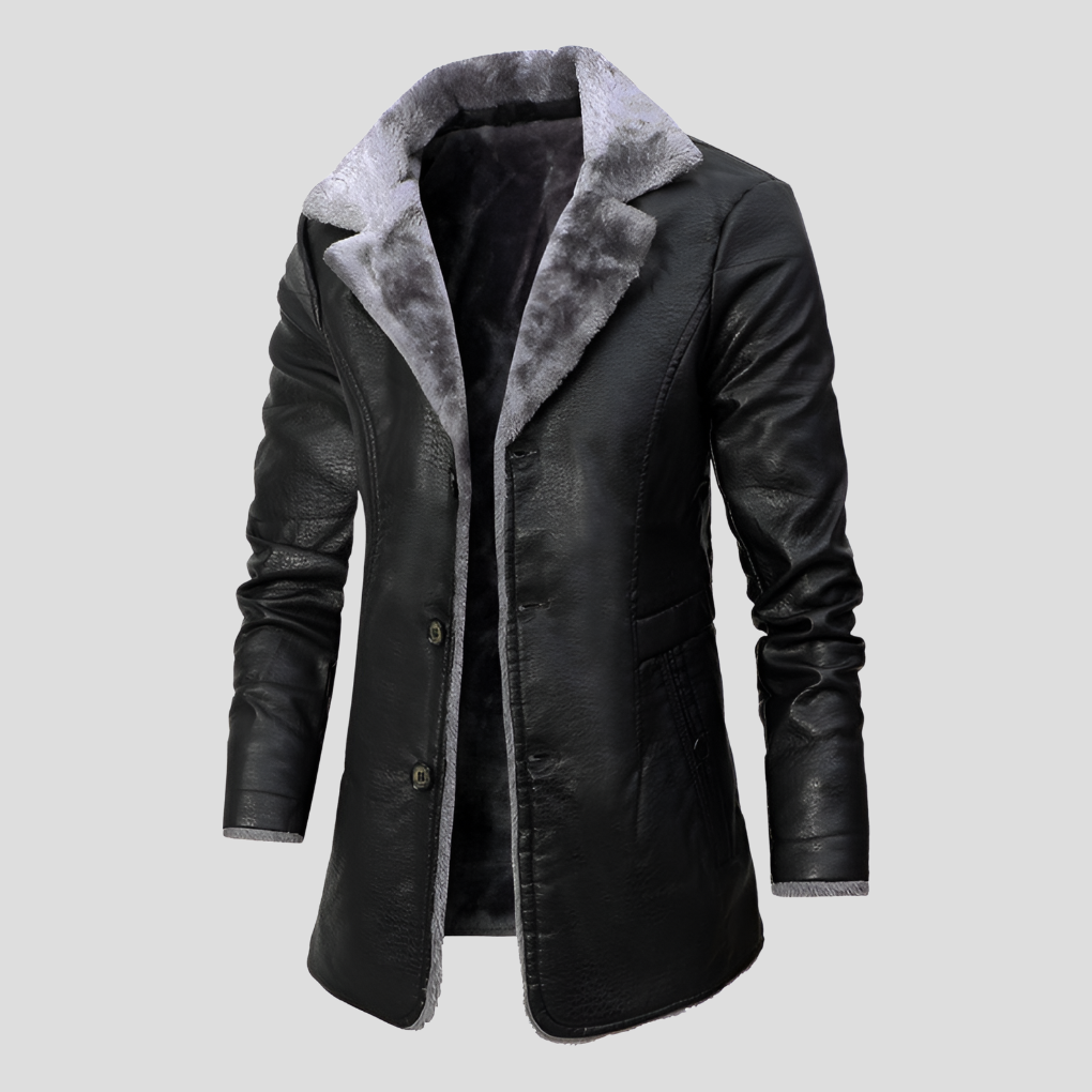 Menn Shearling-Fôret Lærfrakk