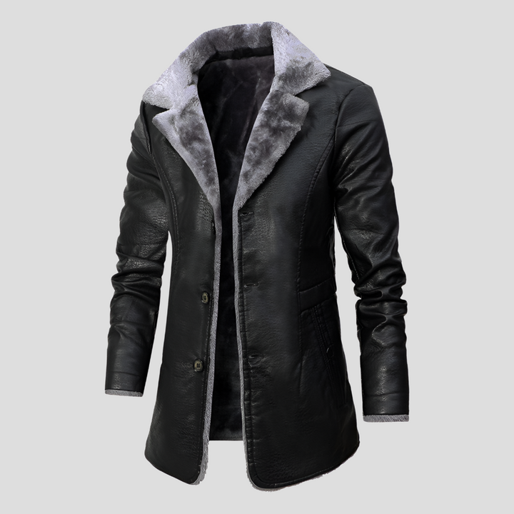 Menn Shearling-Fôret Lærfrakk