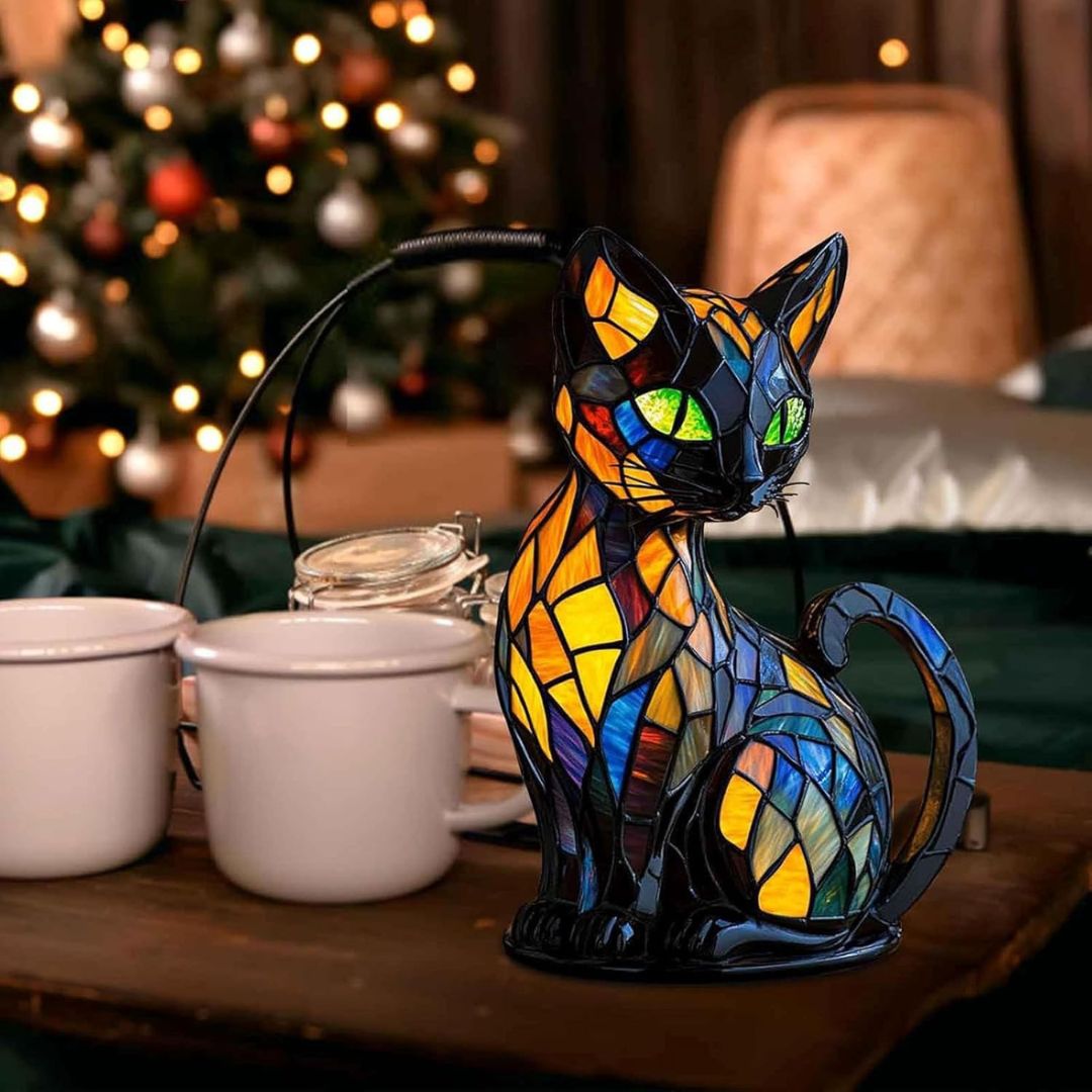 Kattelampe med mosaikk og varmt lys