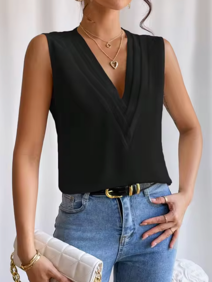 Elegant sleeveless top with V-neck for women