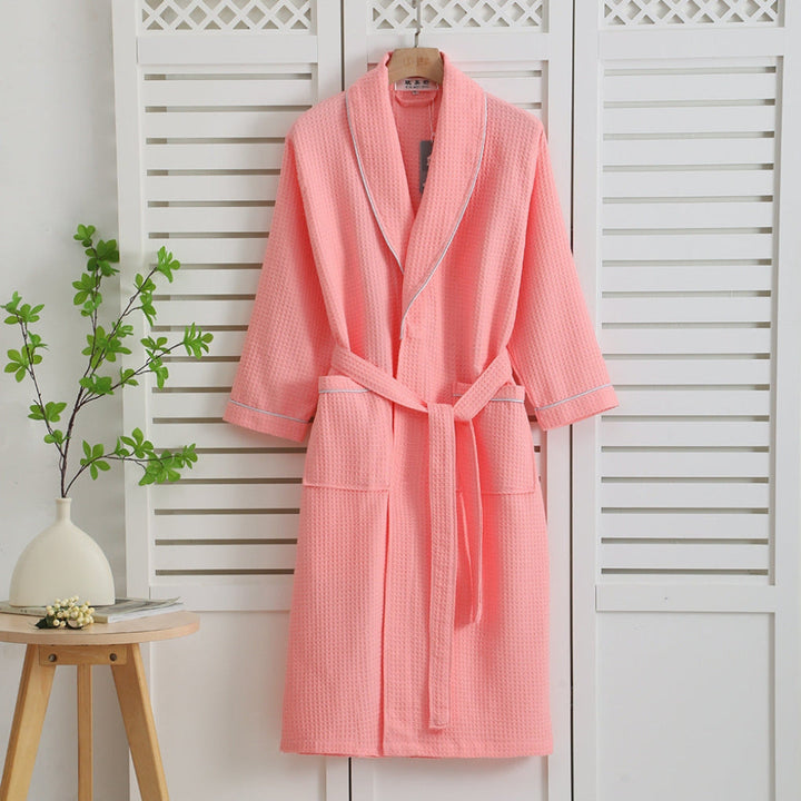 Light kimono in 100% cotton with waffle pattern