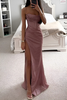 Spaghetti straps with high slit in the floor, evening dress