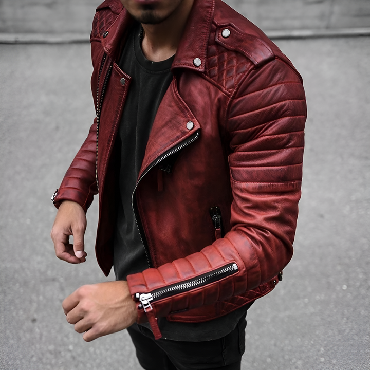 Rider biker jacket in genuine leather