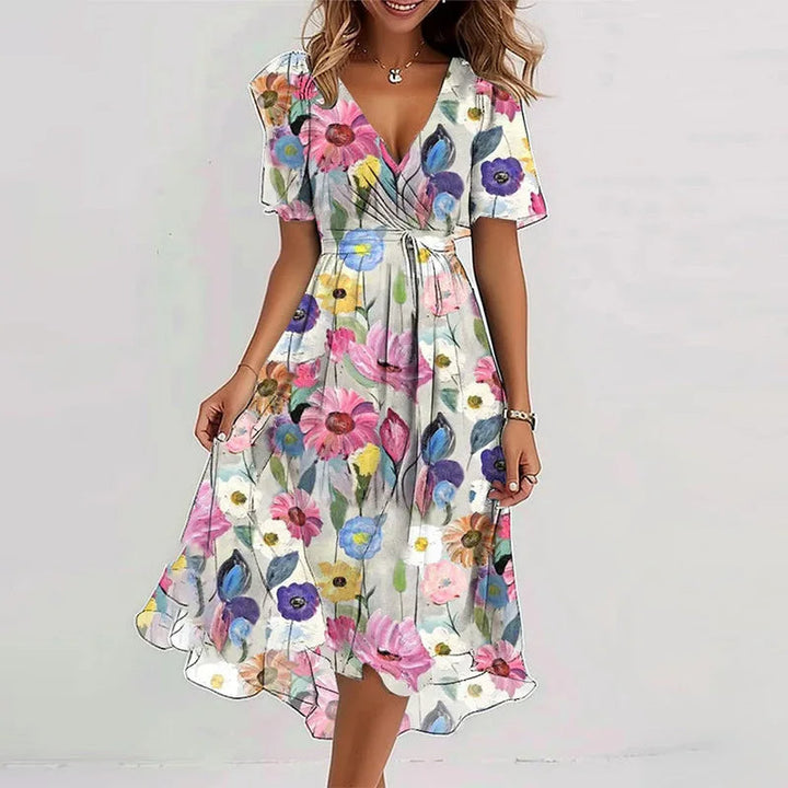 Flowy Floral Sommerkjole (Kne-Lengde)