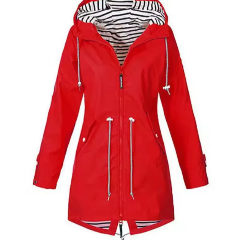 Waterproof jacket with hood for women