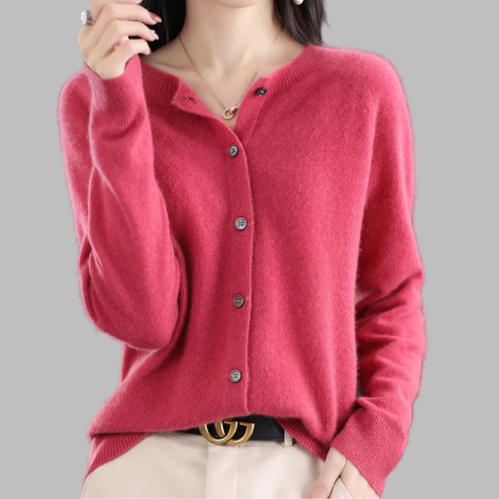 Women's cardigan with O-neck