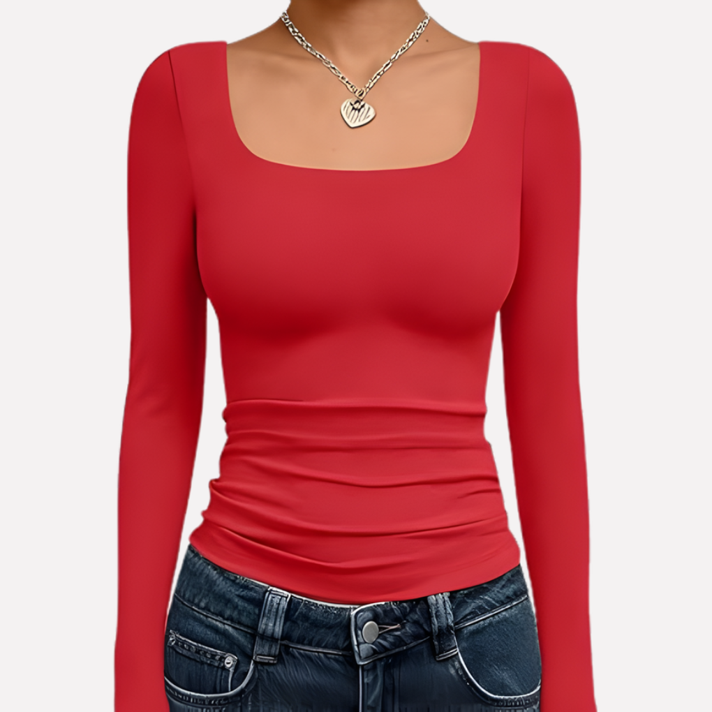 Kvinners Firkantet Hals Langermet Crop Top
