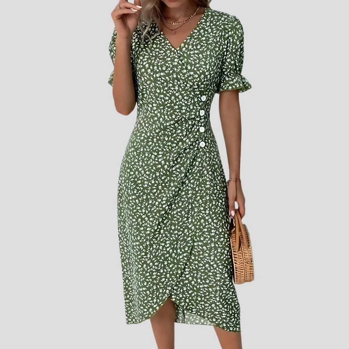 Elegant blomster-midikjole for kvinner