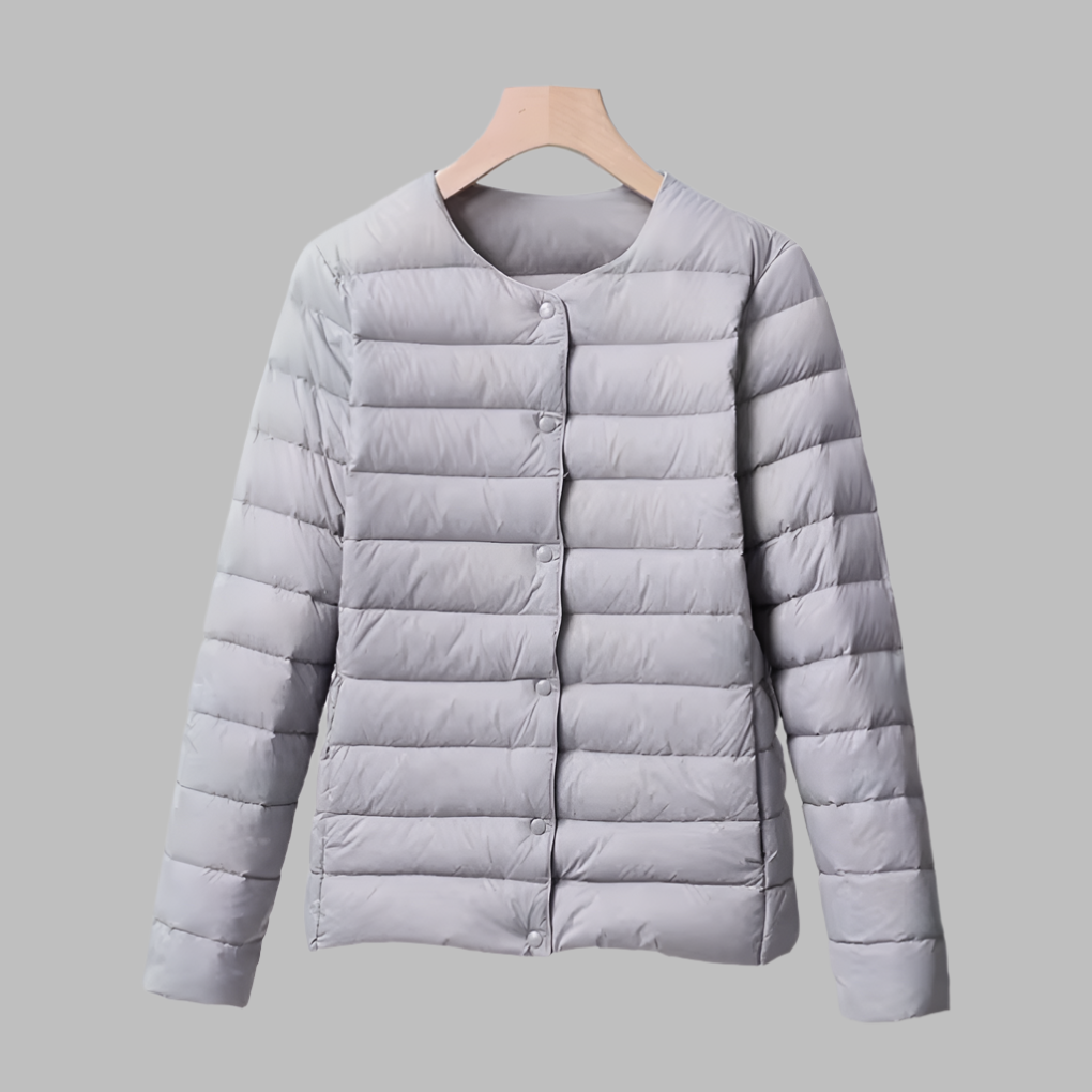 Portable puffer without collar for spring and winter